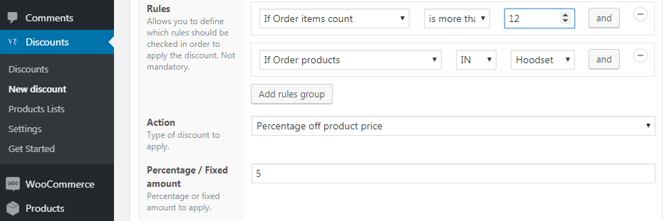 Volume discount within a list