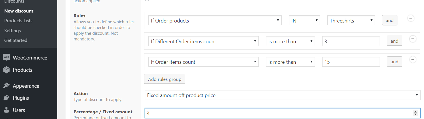 Volume discounts in a product list